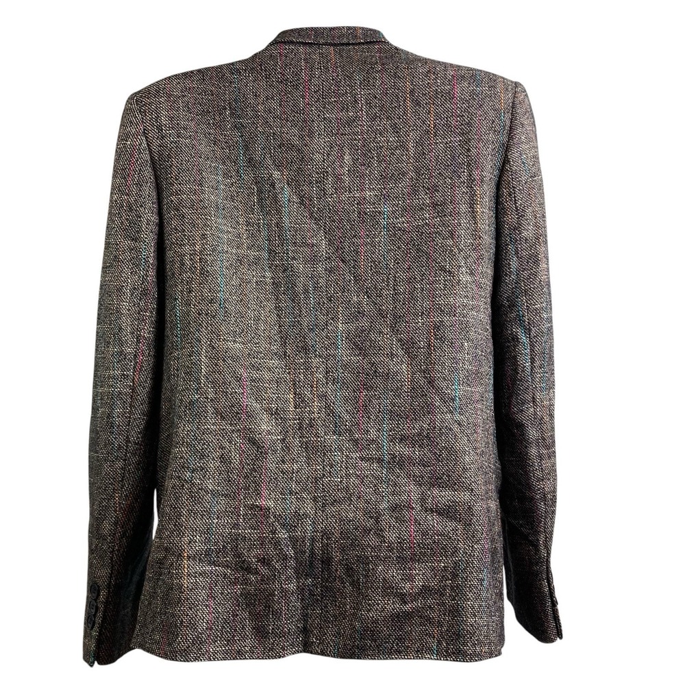 VTG 90 BRETTON PLACE Gray Wool-Blend Tweed Blazer Sz 6 Old Money Academia Preppy - Picture 2 of 12